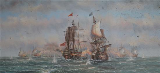 Wiselingh, oil on canvas, Naval battle, 60 x 121cms
